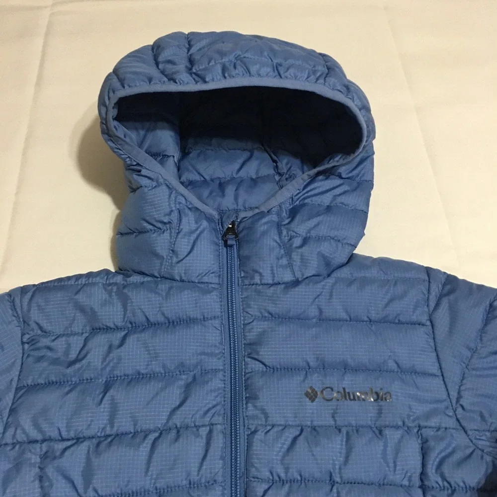 Columbia Puffer Jacket Kids Size S Blue Hooded Quilted Full Zip